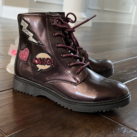 🔥Brand New! Big Girl Children’s Place Burgundy Boots Booties Shoes size 3 - Picture 8 of 10